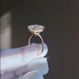 Solid 14k rose gold 5c radiant moissanite ring